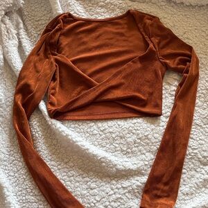 Rust Long-Sleeve Cropped Top
